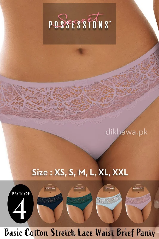 seamless women panties for a smooth look under clothesSecret Possessions Panty - Basic Cotton Stretch Lace Waist Brief Panty Pack of 4 seamless women panties for a smooth look under clothesSecret Possessions Panty - Basic Cotton Stretch Lace Waist Brief Panty Pack of 4