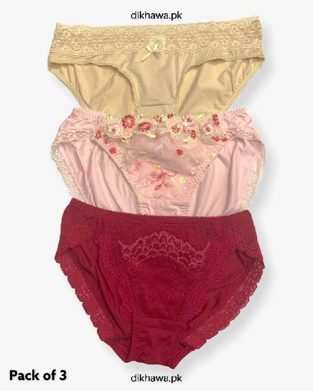 stretchy panties for women with freedom of movementPack of 3 Imported Stocklot Branded Net Panty With Silk Mid Waist Hipster Panty With Lace Panty stretchy panties for women with freedom of movementPack of 3 Imported Stocklot Branded Net Panty With Silk Mid Waist Hipster Panty With Lace Panty