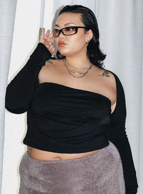side - slit women tube top for a more stylish and breathable designDeandra Top Black Curve side - slit women tube top for a more stylish and breathable designDeandra Top Black Curve