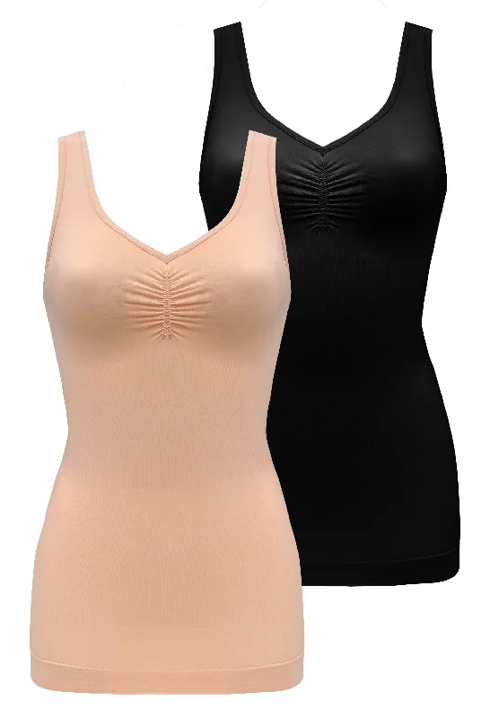 lace trim women camisoles & tanks for lingerieUltra Light Shaping V-Tank - 2 Pack