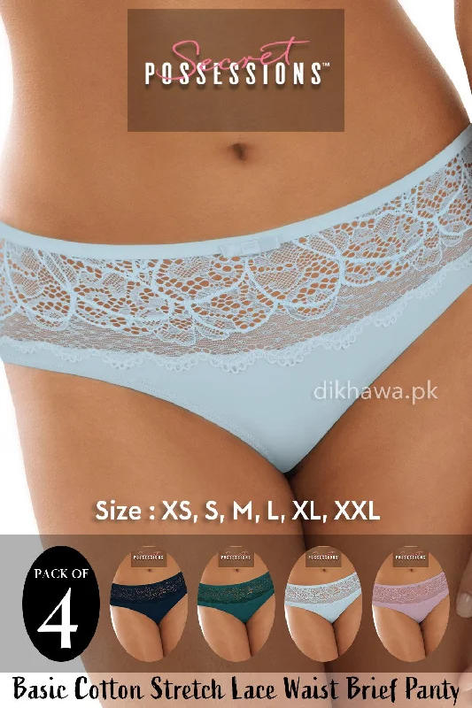 seamless hipster panties for women for a low - rise fitSecret Possessions Panty - Basic Cotton Stretch Lace Waist Brief Panty Pack of 4 seamless hipster panties for women for a low - rise fitSecret Possessions Panty - Basic Cotton Stretch Lace Waist Brief Panty Pack of 4