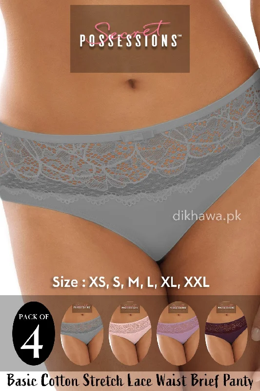 anti - chafing panties for women during sportsSecret Possessions Panty - Basic Cotton Stretch Lace Waist Brief Panty Pack of 4 anti - chafing panties for women during sportsSecret Possessions Panty - Basic Cotton Stretch Lace Waist Brief Panty Pack of 4