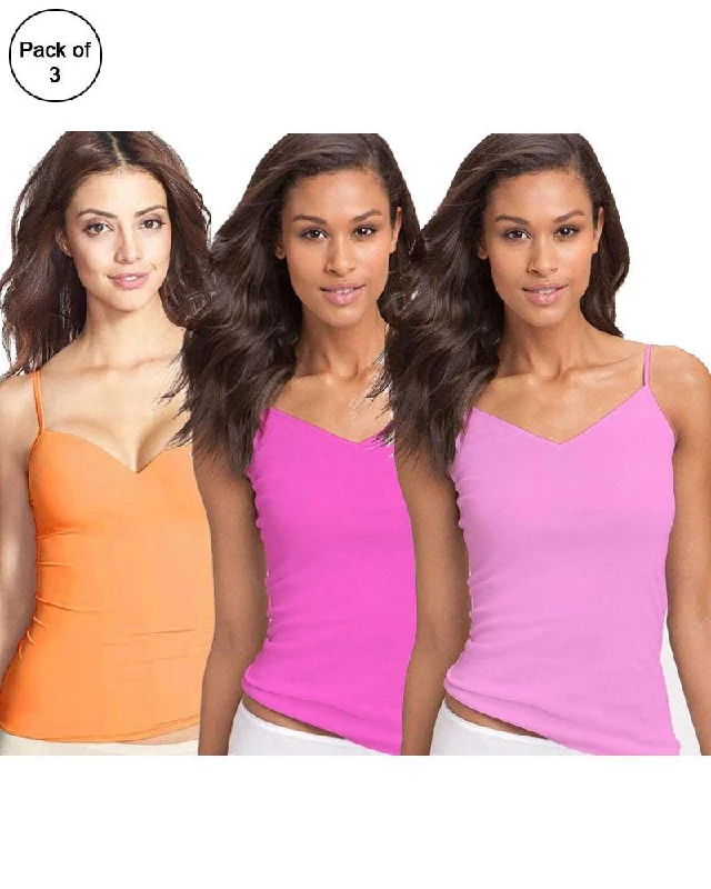 moisture wicking women camisoles & tanks for workoutsPack of 3 Fancy Colourful Camisole for Girls - Mix Colours moisture wicking women camisoles & tanks for workoutsPack of 3 Fancy Colourful Camisole for Girls - Mix Colours
