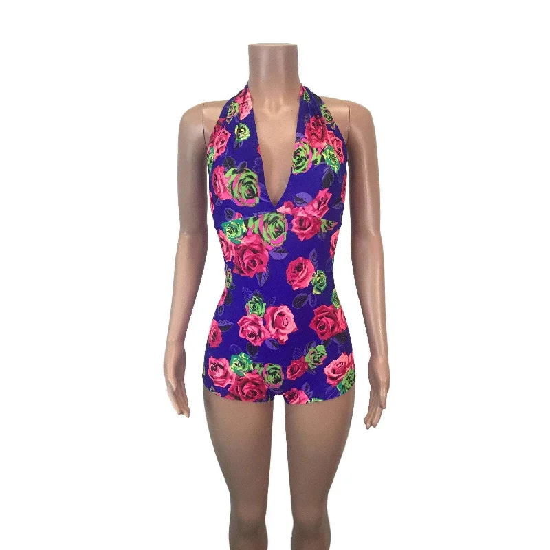 Metallic Bodysuits for a Glitzy and Glamorous Night OutSALE - Halter Romper - Neon Rose Metallic Bodysuits for a Glitzy and Glamorous Night OutSALE - Halter Romper - Neon Rose