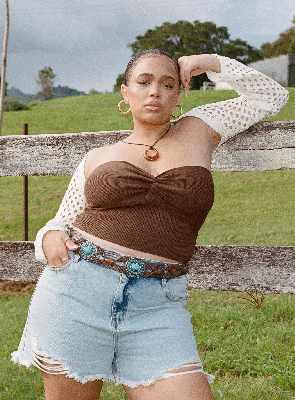 strapless women tube top for a classic and versatile pieceKallista Top Brown Curve