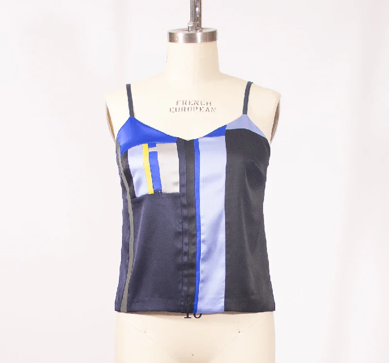 women camisoles & tanks for office under blazersPatchwork Medium Stretch Silk Camisole Colors Blues women camisoles & tanks for office under blazersPatchwork Medium Stretch Silk Camisole Colors Blues