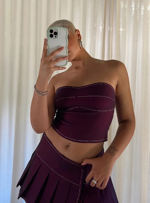 peplum - hem women tube top for a flattering and stylish silhouetteMotel Nelly Top Burgundy