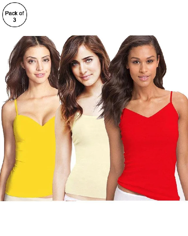 women camisoles & tanks for hiking and campingPack of 3 Fancy Colourful Camisole for Girls - Mix Colours women camisoles & tanks for hiking and campingPack of 3 Fancy Colourful Camisole for Girls - Mix Colours