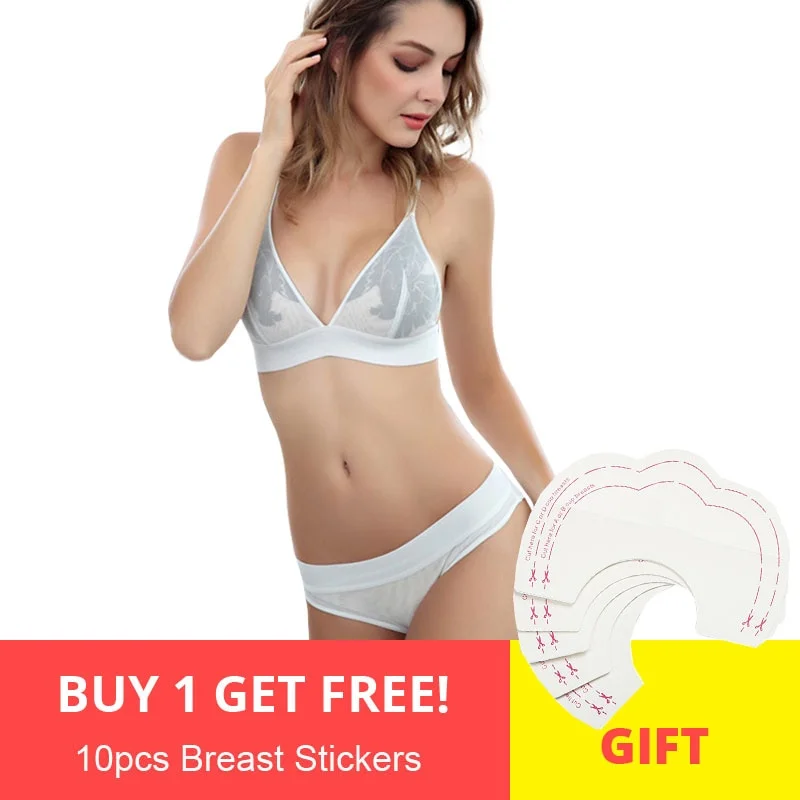wireless bras for a natural feelCINOON Women sexy underwear bra embroidery lingerie set thin lace bra transparent ultra-thin temptation push up bra set
