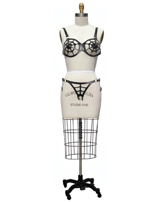 lace hipster panties for women with a trendy styleWeb of Sighs- the Leather Look Spider Web Bra and Harness/Panty Set 2 Colors lace hipster panties for women with a trendy styleWeb of Sighs- the Leather Look Spider Web Bra and Harness/Panty Set 2 Colors