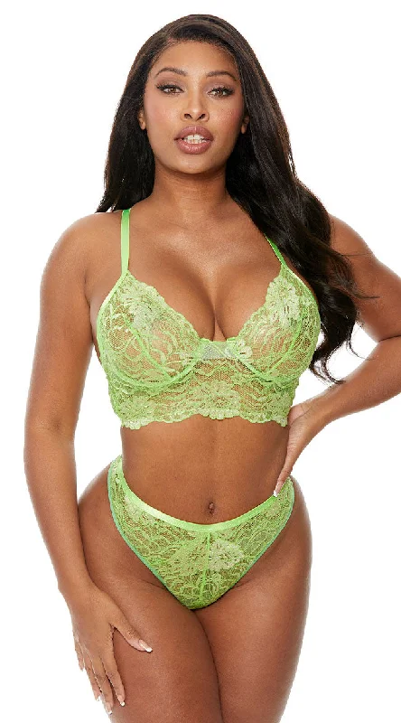 plunge t - shirt bras for a sleek appearancePlus Size Longline Lace Bra Set