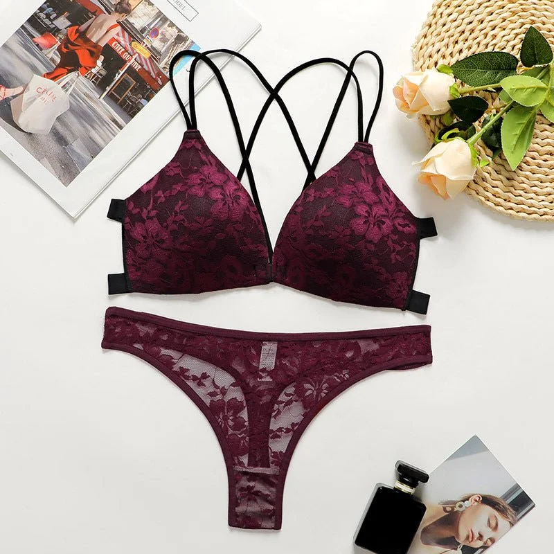 bralette with underwire for added supportLarge backless front buckle bra set