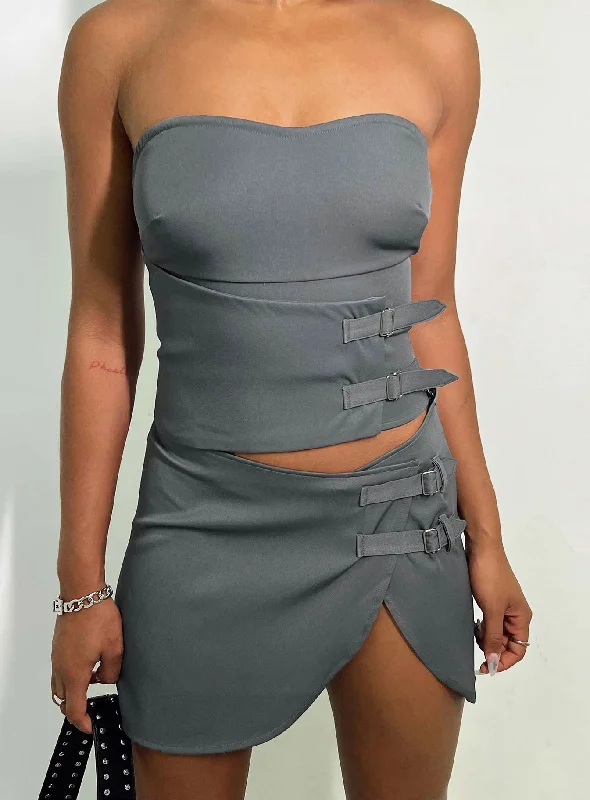 lace - trimmed women tube top for a romantic lookEwan Top Grey
