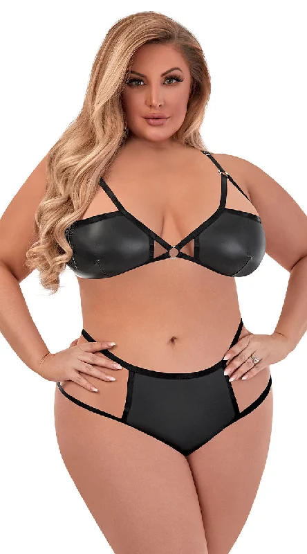 balconette bras for a sexy necklinePlus Size Wishing For Me Wet Look Bra Set