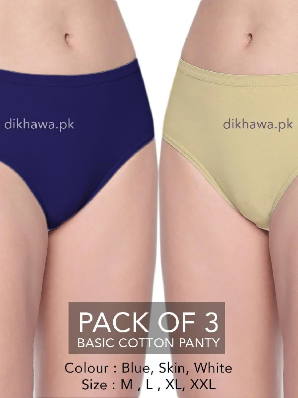 moisture - regulating panties for women with active lifestylesBasic Cotton Panty Pack of 3 - FL-519 - Blue Skin & White moisture - regulating panties for women with active lifestylesBasic Cotton Panty Pack of 3 - FL-519 - Blue Skin & White