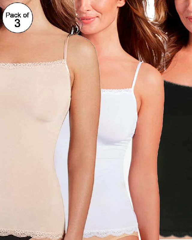 nursing women camisoles & tanks for new mothersPack of 3 - Cotton Lace Camisole For Women nursing women camisoles & tanks for new mothersPack of 3 - Cotton Lace Camisole For Women