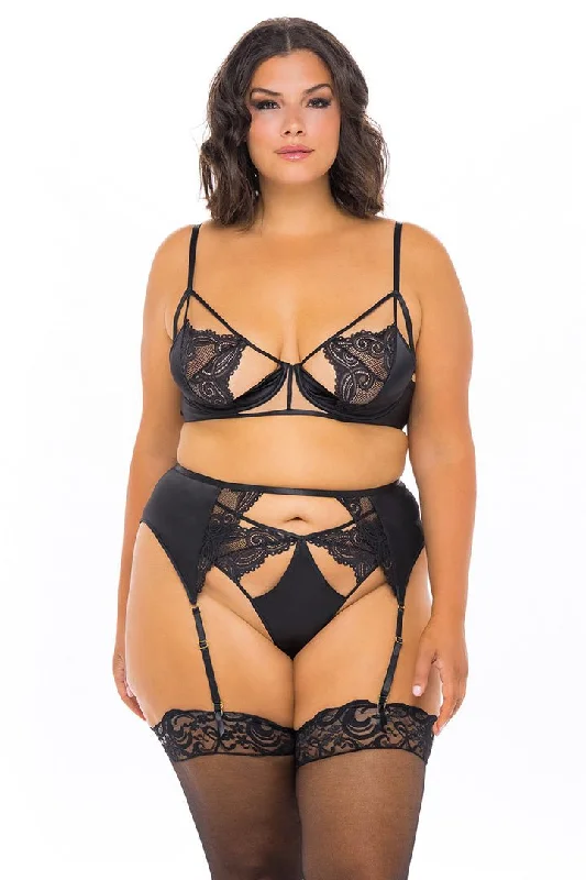 balconette lace bras for a feminine touchCurvy Ivy Cage 3 Piece Bra Set