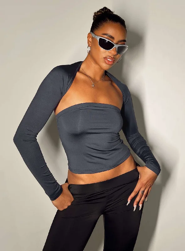 tassel - adorned women tube top for a playful and bohemian touchDeandra Top Navy