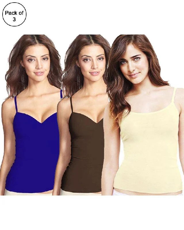 adjustable strap women camisoles & tanks for perfect fitPack of 3 Fancy Colourful Camisole for Girls - Mix Colours adjustable strap women camisoles & tanks for perfect fitPack of 3 Fancy Colourful Camisole for Girls - Mix Colours