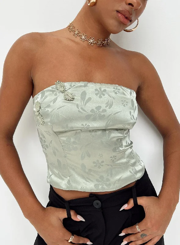anti - static women tube top for reducing static clingLalor Strapless Top Green