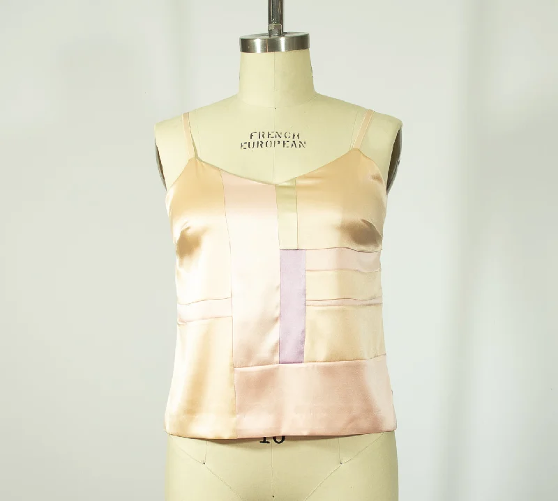 side slit women camisoles & tanks for added movementPatchwork Medium Stretch Silk Camisole Colors Peach and Pinks side slit women camisoles & tanks for added movementPatchwork Medium Stretch Silk Camisole Colors Peach and Pinks