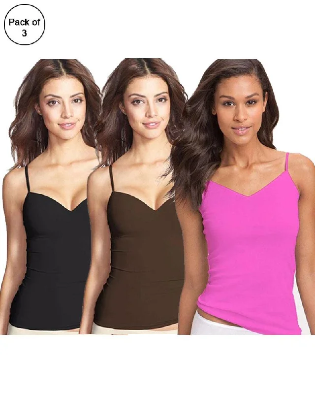 women camisoles & tanks for pairing with jeansPack of 3 Fancy Colourful Camisole for Girls - Mix Colours women camisoles & tanks for pairing with jeansPack of 3 Fancy Colourful Camisole for Girls - Mix Colours