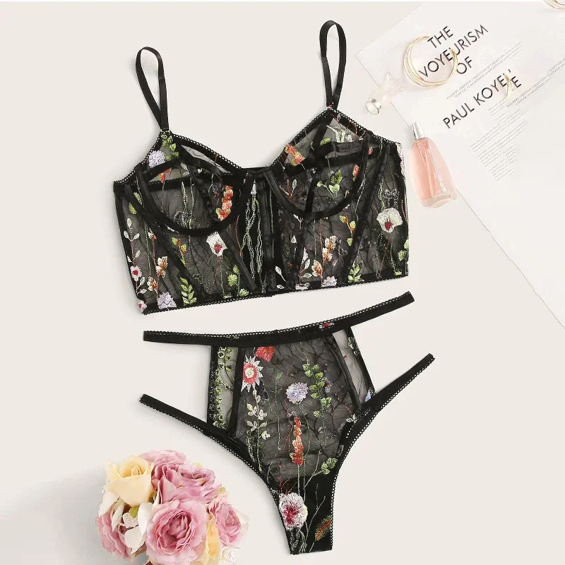 bralette sports bras for light exerciseSexy Lingerie Women Underwear Set Mesh See-through Floral Embroidery Bra Set Ladies Temptation Seamless Bra And Brief Sets 2Pcs bralette sports bras for light exerciseSexy Lingerie Women Underwear Set Mesh See-through Floral Embroidery Bra Set Ladies Temptation Seamless Bra And Brief Sets 2Pcs