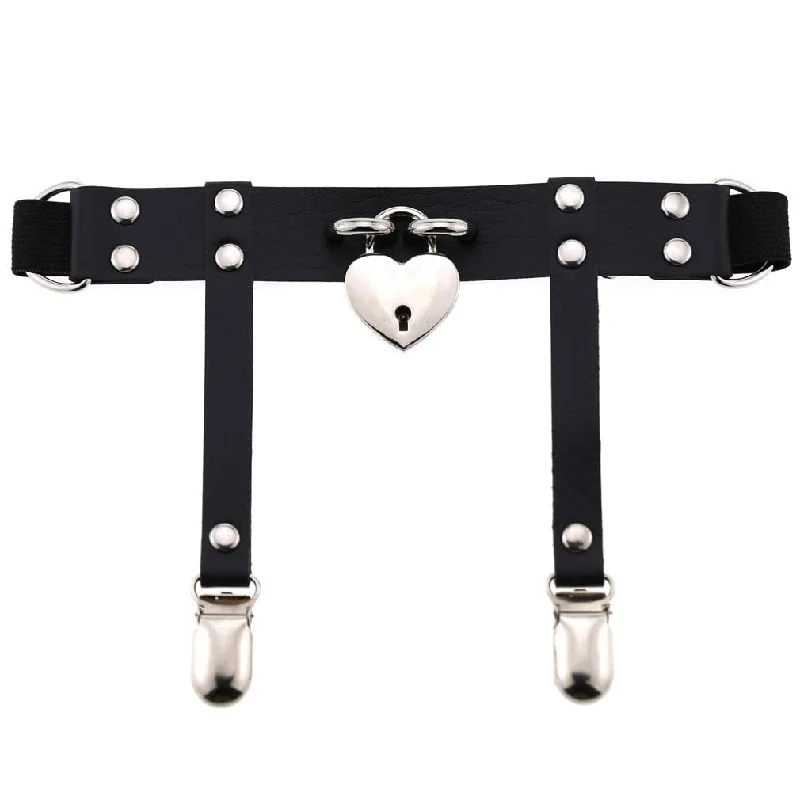 fishnet women garters textureWomen's Punk Heart Lock Garter