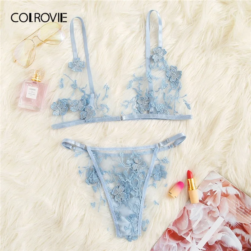 sleep bras with adjustable strapsCOLROVIE Blue Appliques Tanga Mesh Lingerie Set Women Intimates 2019 Sexy Wireless Bralettes And Briefs Underwear Bra Set sleep bras with adjustable strapsCOLROVIE Blue Appliques Tanga Mesh Lingerie Set Women Intimates 2019 Sexy Wireless Bralettes And Briefs Underwear Bra Set