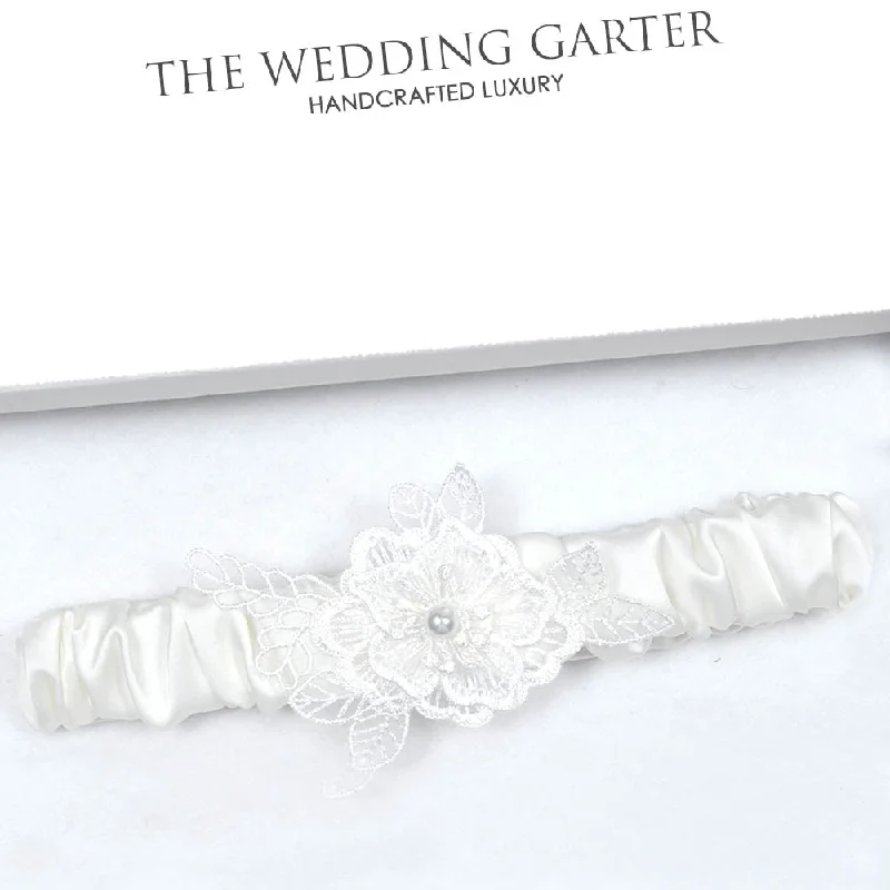 washable women garters careSatin Bridal Garter With Floral Design