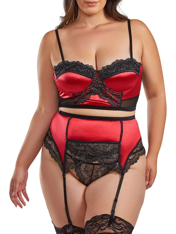 minimizer plus size bras for curvy figuresWomen's Plus Size Long Line Mesh Bra and Panty Set Lingerie