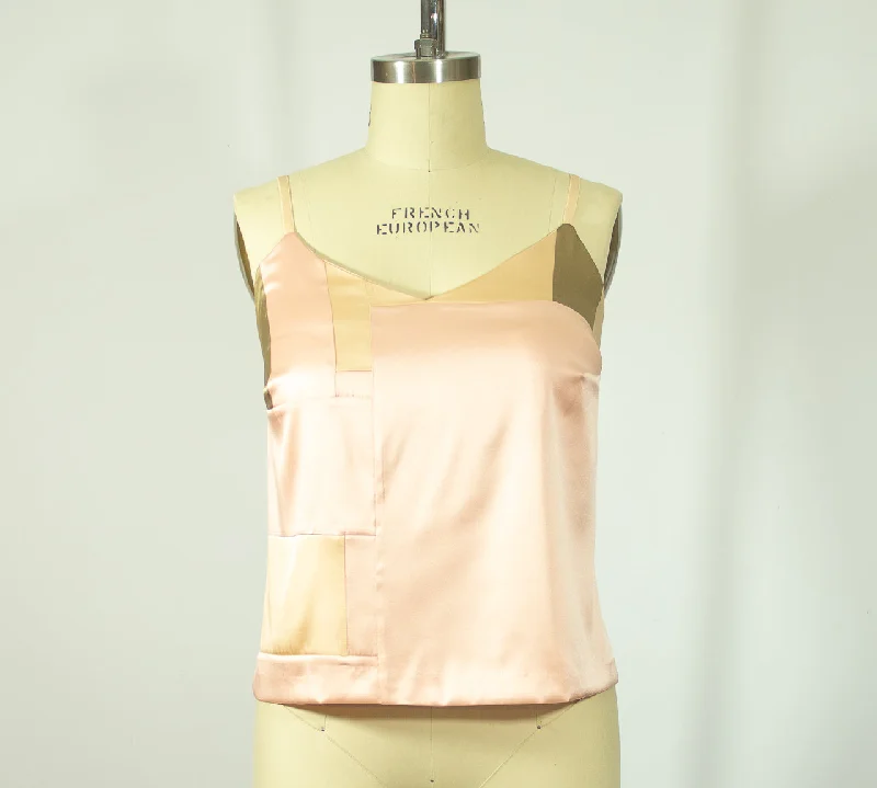 nursing women camisoles & tanks for new mothersPatchwork Large Stretch Silk Camisole Peach/Pink nursing women camisoles & tanks for new mothersPatchwork Large Stretch Silk Camisole Peach/Pink