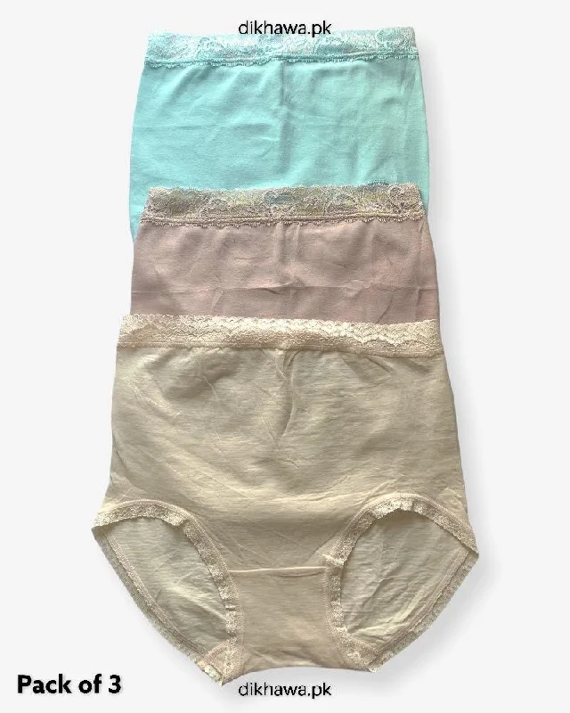 seamless shapewear panties for women with a flattering figurePack of 3 Cotton High Waist Hipster With Lace Panels Panties - Soft Cotton Stretchable Jersey Panty seamless shapewear panties for women with a flattering figurePack of 3 Cotton High Waist Hipster With Lace Panels Panties - Soft Cotton Stretchable Jersey Panty