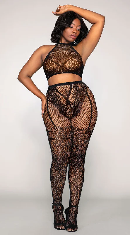 hipster panties for women with a modern stylePlus Size Illusion Bralette and Pantyhose Bodystocking Set hipster panties for women with a modern stylePlus Size Illusion Bralette and Pantyhose Bodystocking Set