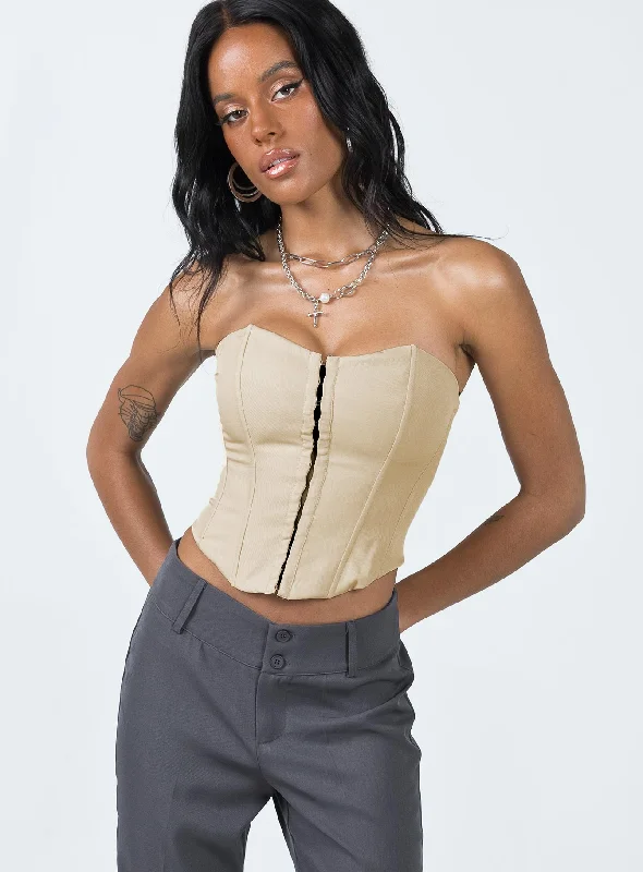 color - block women tube top for a bold and fashionable appearanceArcher Corset Top Bone color - block women tube top for a bold and fashionable appearanceArcher Corset Top Bone