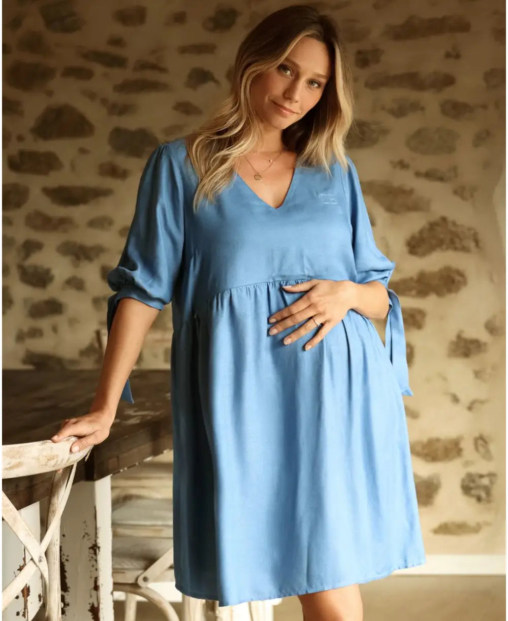 lace bras for a romantic lookAmy ice blue short pregnancy and nursing dress