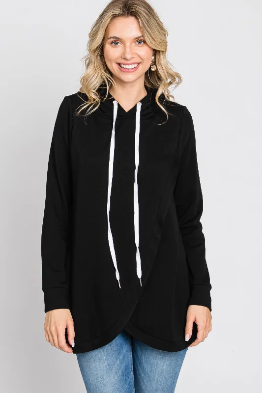 underwire sports bras for extra stabilityBlack Layered Front Nursing Fleece Hoodie