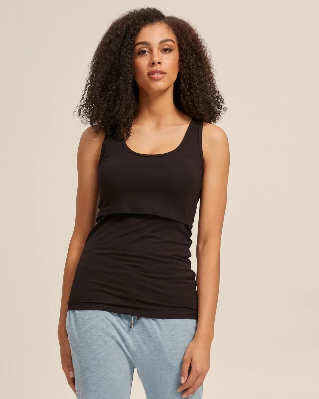 seamless wireless bras for everyday comfortBlack Bamboo Nursing Tank