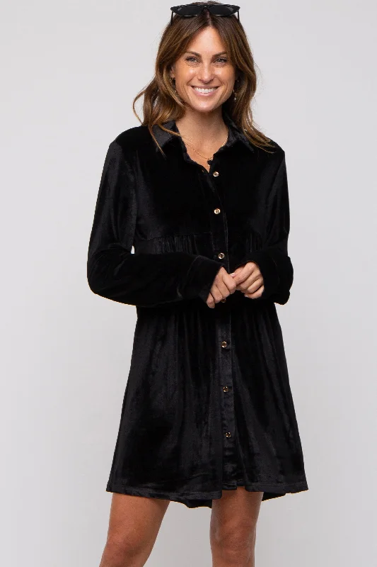 sexy backless push up brasBlack Velvet Button Down Dress