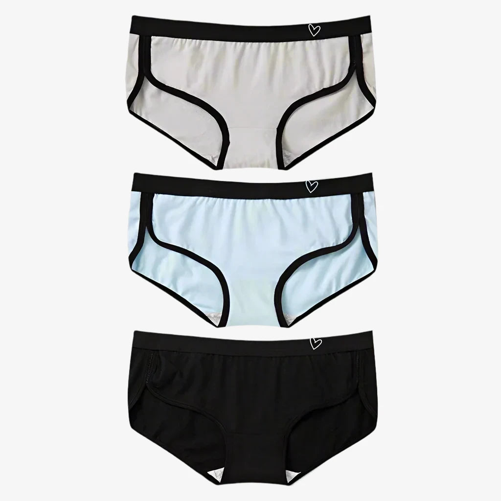 seamless low - rise women briefs for a sleek fitBriefs Cotton Low-Rise Panties Set: Black + Blue + Gray