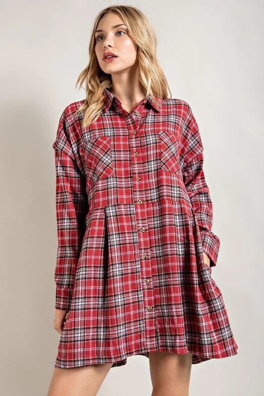 bralette bras for a trendy and comfortable styleBurgundy Plaid Button Front Long Sleeve Dress bralette bras for a trendy and comfortable styleBurgundy Plaid Button Front Long Sleeve Dress