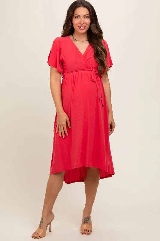 plus size bras with good supportCoral Flutter Sleeve Waist Tie Maternity Nursing Dress