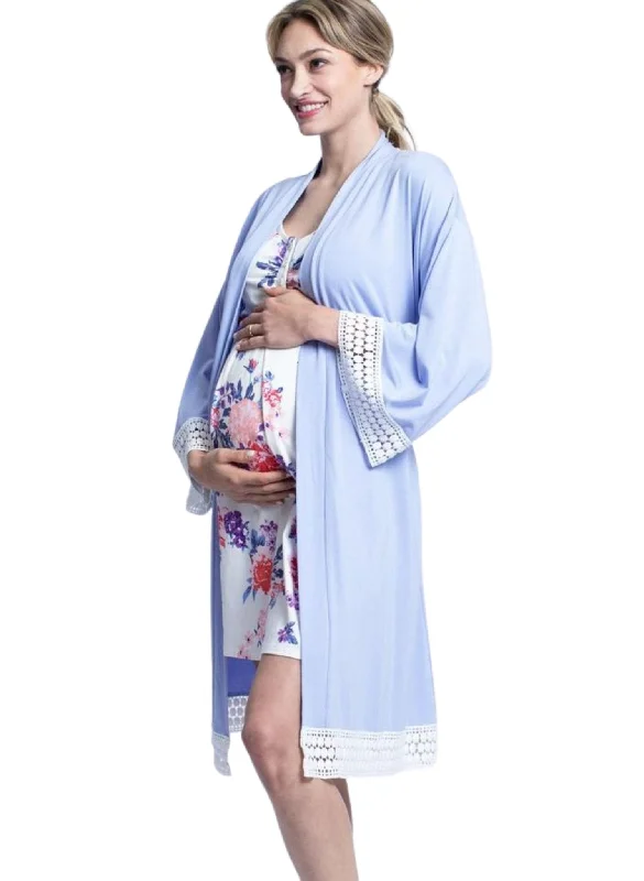 moisture wicking sleep bras for hot sleepersHospital Pack Nursing Dress + Robe - Blue Pink