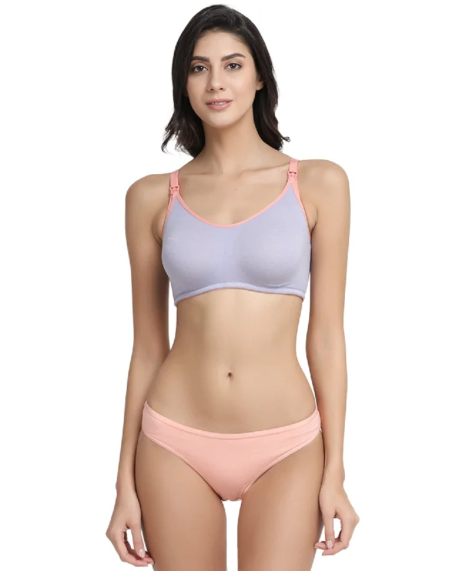 supportive sports bras for runningOrganic Cotton Antimicrobial Soft Maternity Bra & Panty Set-IMBP004B-