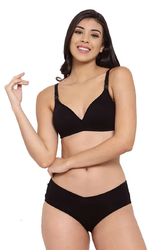moisture wicking sleep bras for hot sleepersOrganic Cotton Antimicrobial Soft Nursing Bra & Panty-IMBP006D_IMP102-Black-
