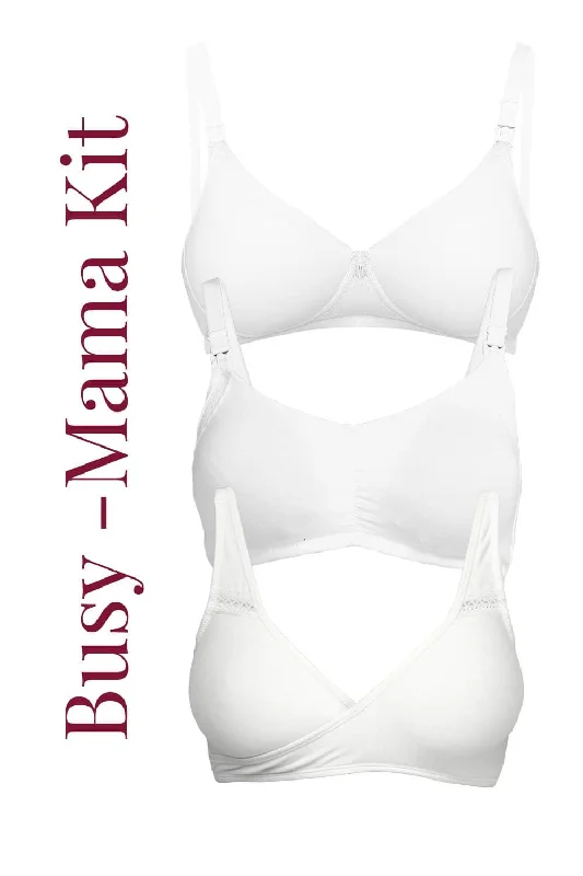 bralette sports bras for light exerciseOrganic Cotton Antimicrobial Busy Mama Starter Bra Kit (Pack Of 3)-IMBK05-White- bralette sports bras for light exerciseOrganic Cotton Antimicrobial Busy Mama Starter Bra Kit (Pack Of 3)-IMBK05-White-
