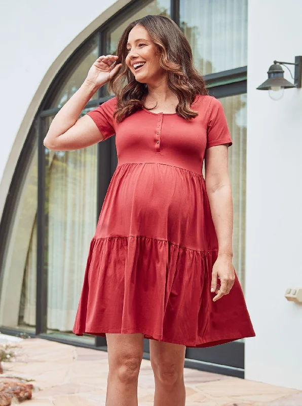 padded bras for added volumeLana Maternity Tiered Dress in Desert Red