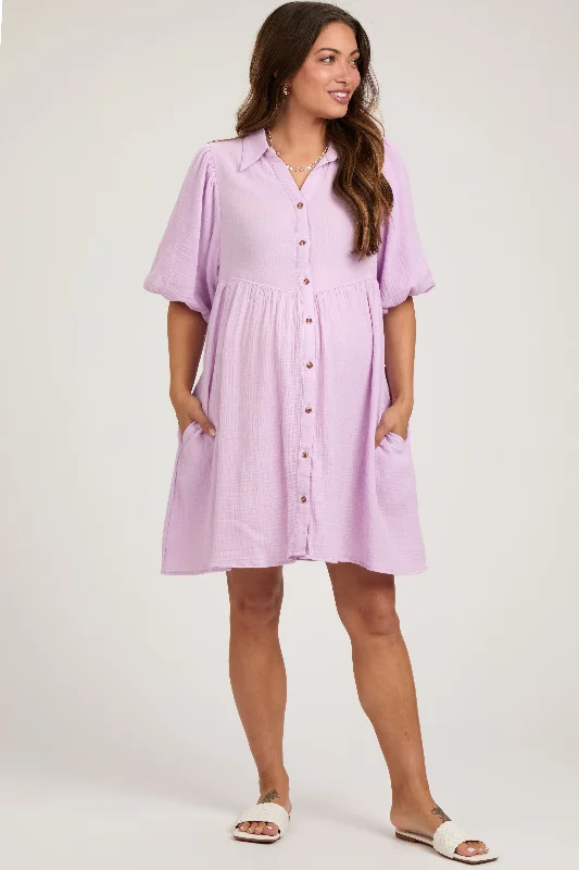balconette bras for a sexy necklineLavender Button Down Bubble Sleeve Collared Maternity Dress balconette bras for a sexy necklineLavender Button Down Bubble Sleeve Collared Maternity Dress