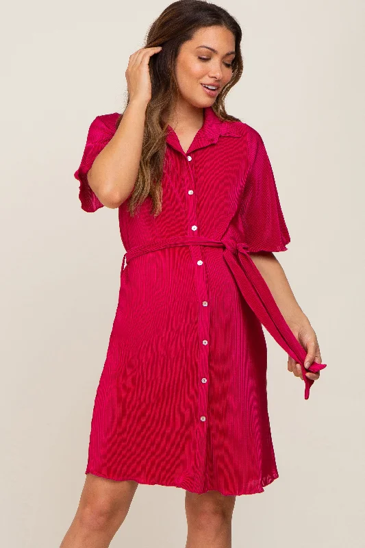 minimizer plus size bras for curvy figuresMagenta Pleated Button Front Tied Waist Maternity Dress minimizer plus size bras for curvy figuresMagenta Pleated Button Front Tied Waist Maternity Dress