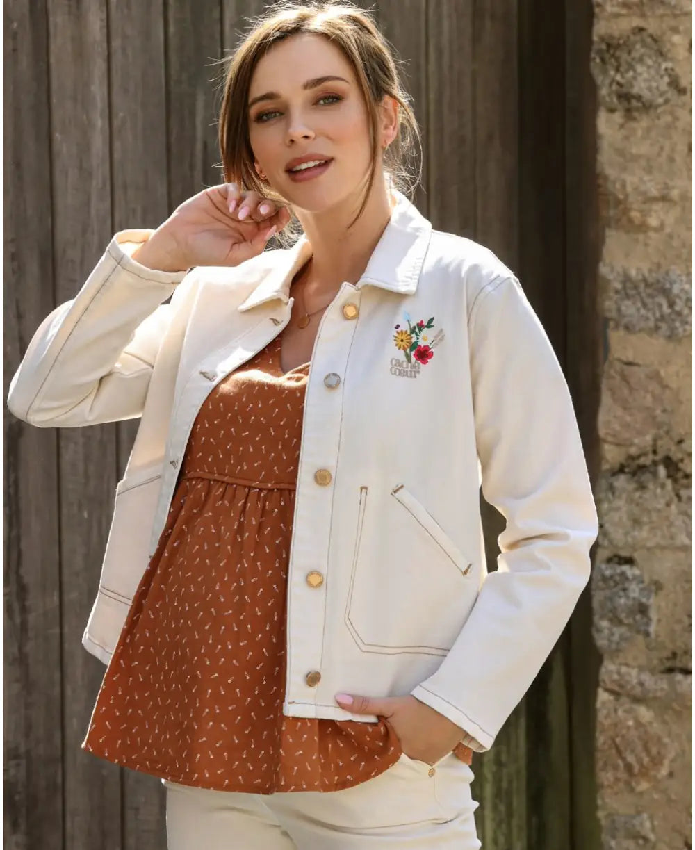 sports bras for high impact workoutsMaternity jean jacket Romy beige